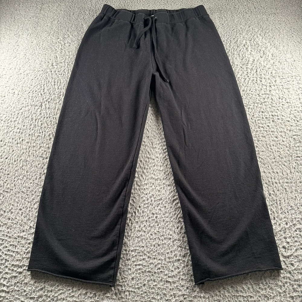 James Perse Sweatpants Womens 2 Black‎ Drawstring Wide Leg Crop Lounge Cozy